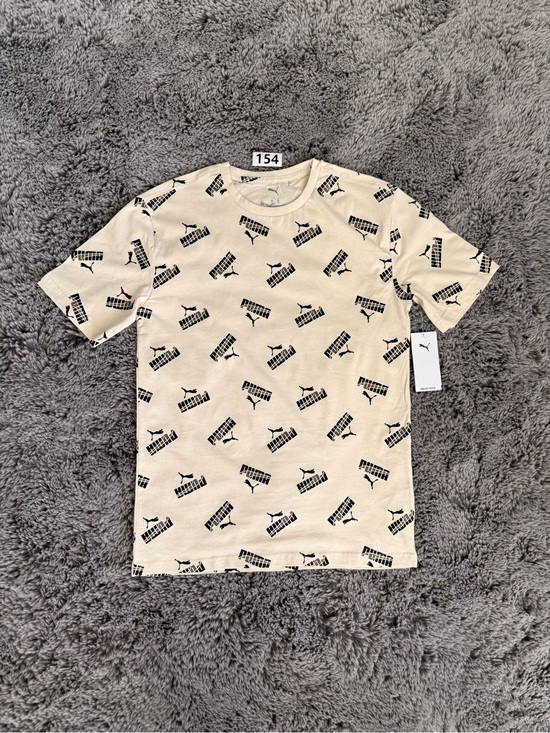 Puma Other - Puma Cream Short-Sleeve Tee with Black Logo Print